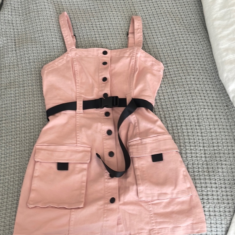 Pink Cargo Style Mini Dress